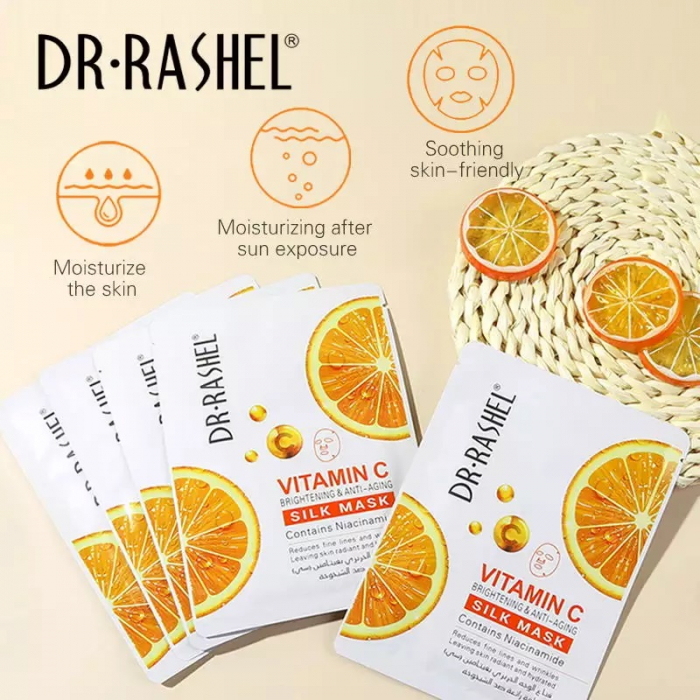 Masca de Fata Anti - Aging cu Vitamina C  pentru Luminozitate 1 buc x 28g - Dr. Rashel Vitamin C Brightening & Anti-Aging Silk Mask [3]