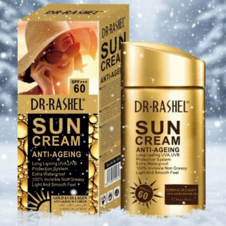Aur 24K Gold - Crema cu protectie solara anti-imbatranire cu aur si colagen SPF 60 - Dr Rashel Gold Collagen SPF 60 - 80ml