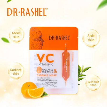 Masca de Fata Anti- Aging cu Vitamina  C si Niacinamide pentru Luminozitate  1 buc x 25 g - Dr. Rashel VC Vitamin C Niacinamide & Brightening Essence Mask [2]