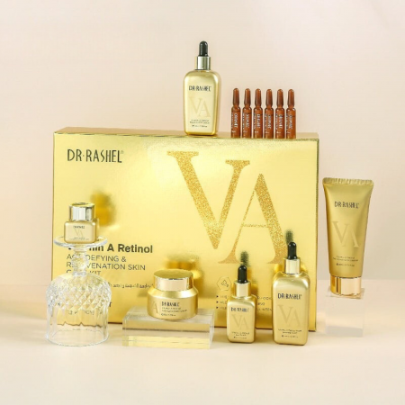 Rutina completa - Set 12 Produse Anti - Aging cu Retinol pentru Riduri & Efect de Lifting  - Dr. Rashel Retinol Skin Care Kit