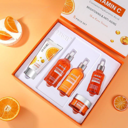 Rutina completa - Set 5 Produse Anti - Aging cu Vitamina C, Acid Hialuronic si Niacinamide pentru Luminozitate - Dr. Rashel Skin Care