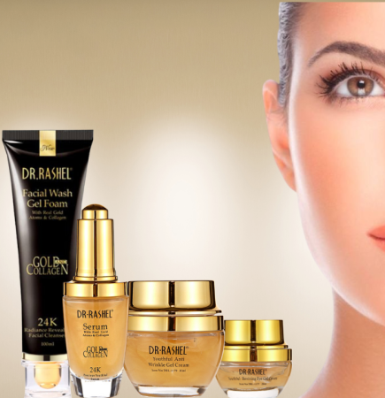 Rutina completa - Set 4 produse cu aur si colagen Dr. Rashel 24K Gold With Real Gold Atoms & Collagen