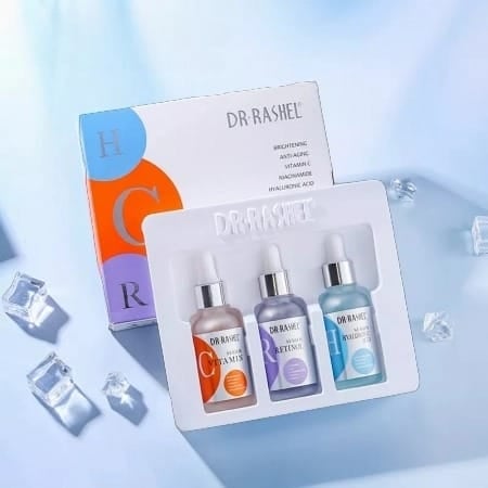 Vitamina c - Set 3 seruri Anti - Aging cu Vitamina C, Acid Hialuronic si Retinol - Dr. Rashel Facial Serum pack