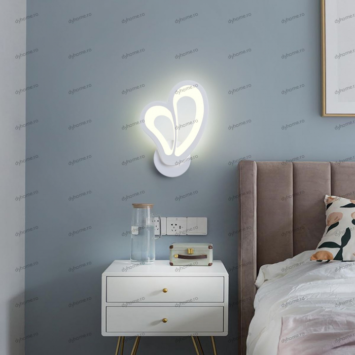 Aplica de perete butterfly design alb, 3 tipuri de lumina, 24 W [1]