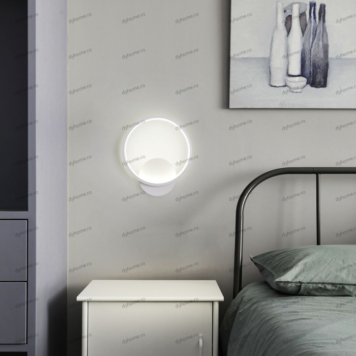 Aplica de perete circular design alb, 3 tipuri de lumina, 28W [1]
