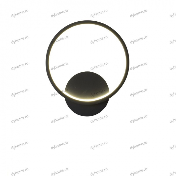 Aplica de perete circular design negru, 3 tipuri de lumina, 28W [3]