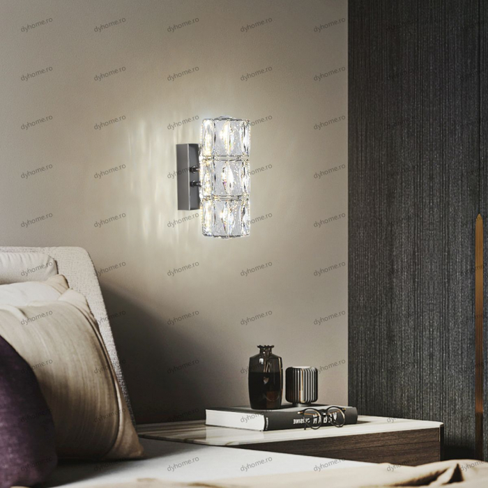 Aplica de perete cristal cilindru design, 3 tipuri de lumina, 24W [1]