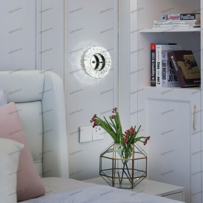 Aplica de perete cristal circular design, 3 tipuri de lumina, 16W [1]