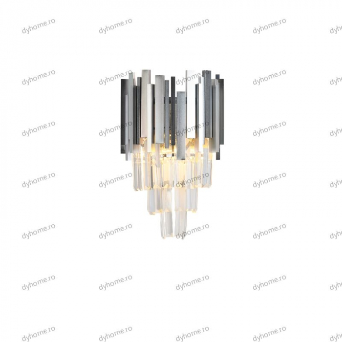 Aplica de perete cristal design argint, 2*E14 [3]