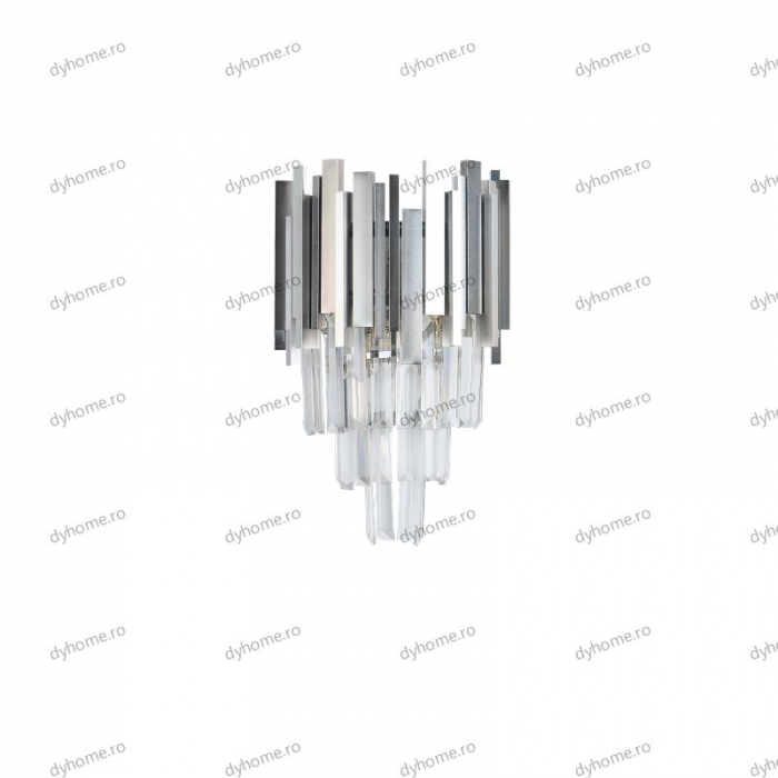 Aplica de perete cristal design argint, 2*E14 [2]