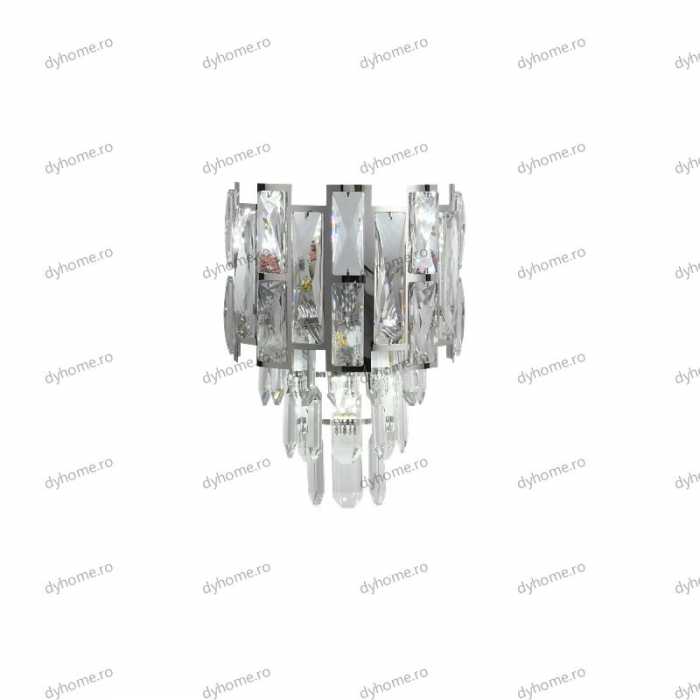 Aplica de perete cristal design argint, 3*E14 [5]