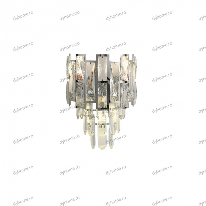 Aplica de perete cristal design argint, 3*E14 [4]