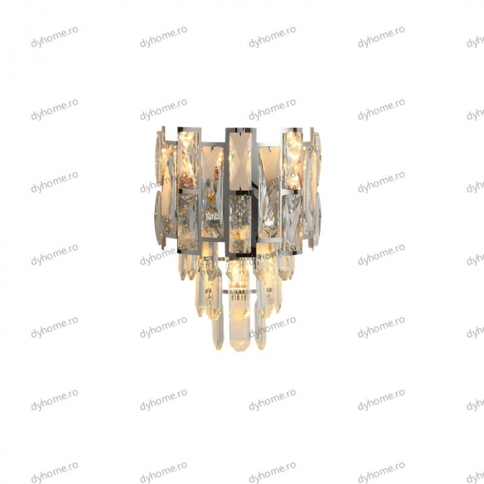 Aplica de perete cristal design argint, 3*E14 [3]