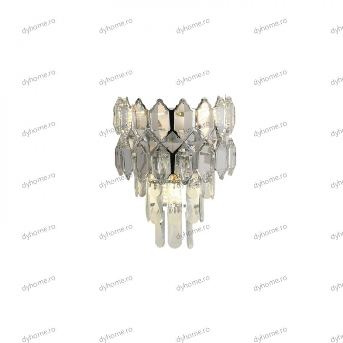 Aplica de perete cristal design argint, 3*E14 [4]