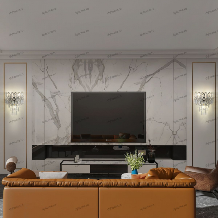 Aplica de perete cristal design argint, 3*E14 [1]