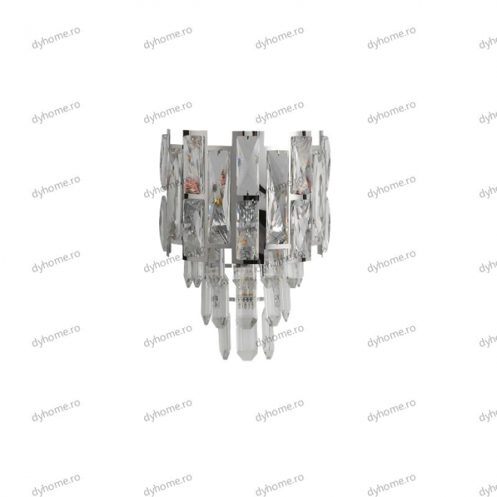 Aplica de perete cristal design argint, 3*E14 [2]