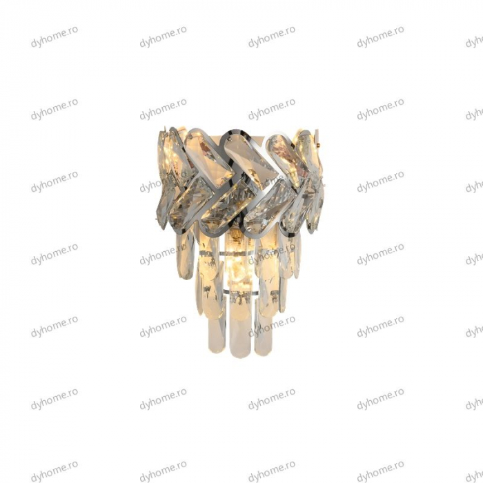 Aplica de perete cristal design argint, 3*E14 [3]