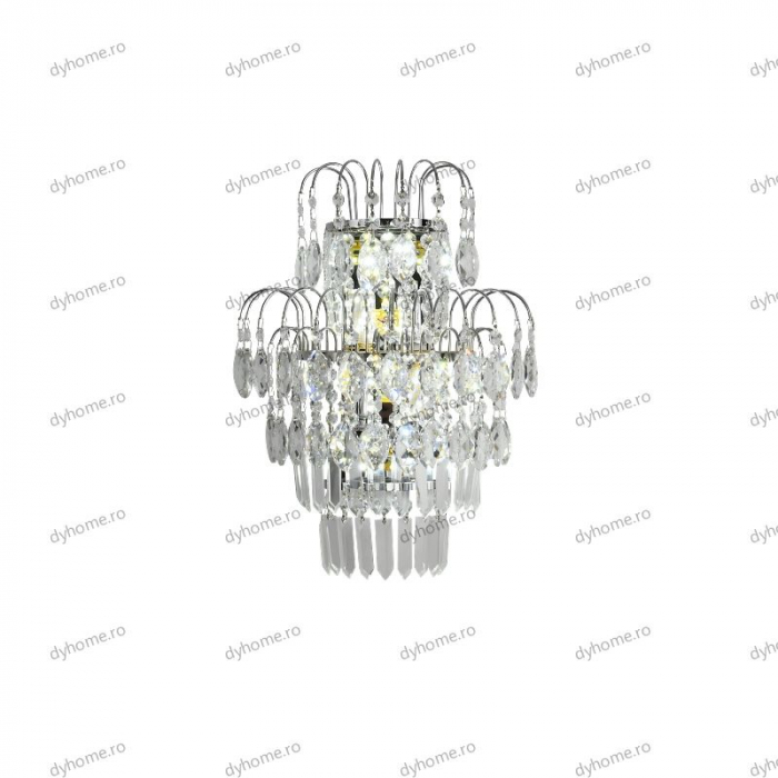 Aplica de perete cristal design argint, LED+2*E14 [5]