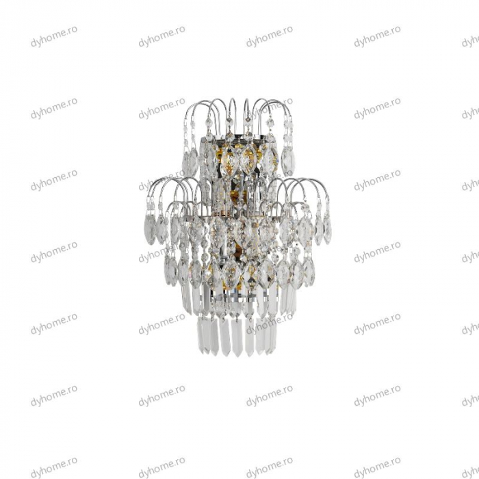 Aplica de perete cristal design argint, LED+2*E14 [2]