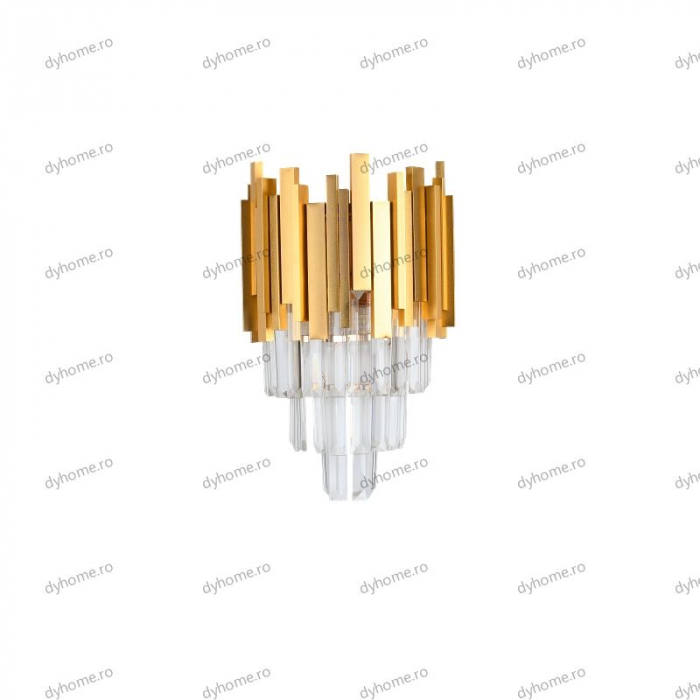 Aplica de perete cristal design auriu, 2*E14 [2]