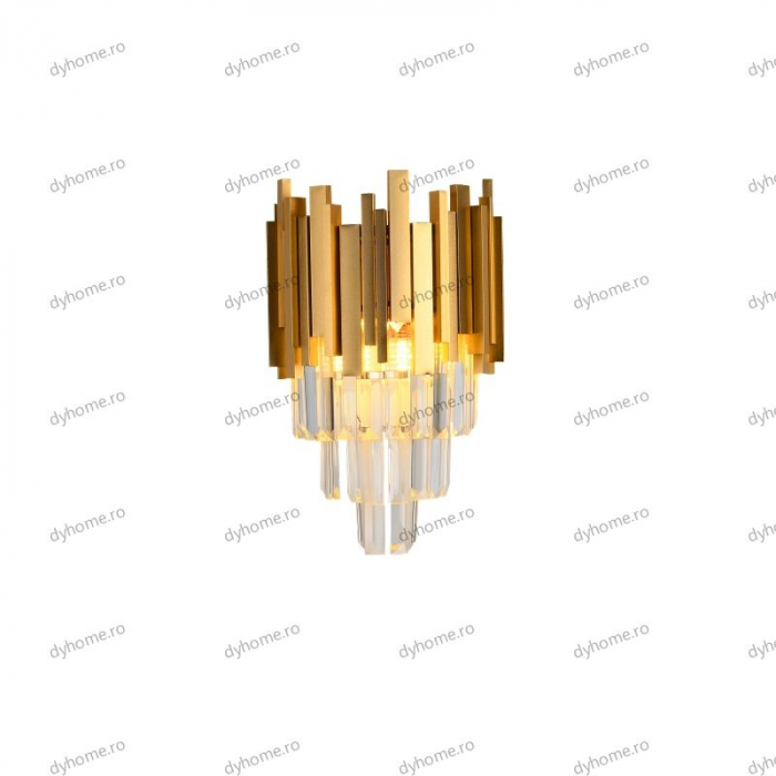 Aplica de perete cristal design auriu, 2*E14 [4]