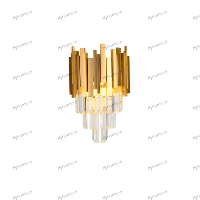 Aplica de perete cristal design auriu, 2*E14 [3]