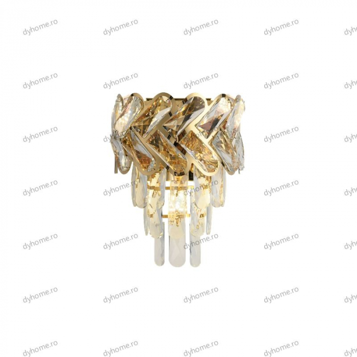 Aplica de perete cristal design auriu, 3*E14 [4]