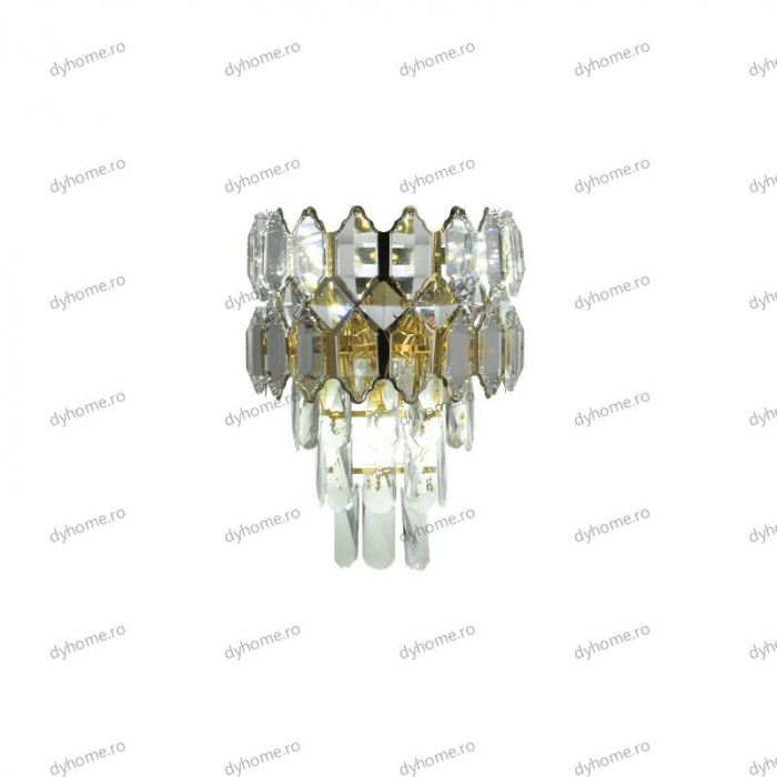 Aplica de perete cristal design auriu, 3*E14 [5]