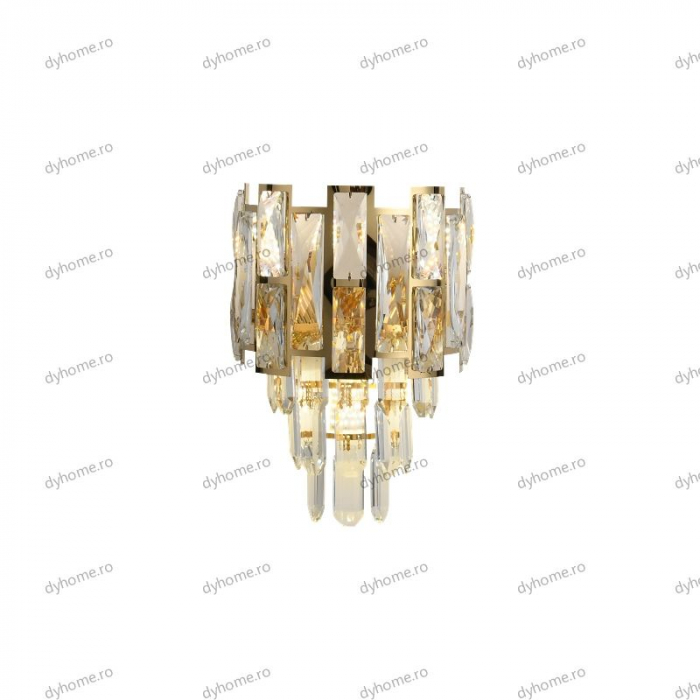 Aplica de perete cristal design auriu, 3*E14 [4]