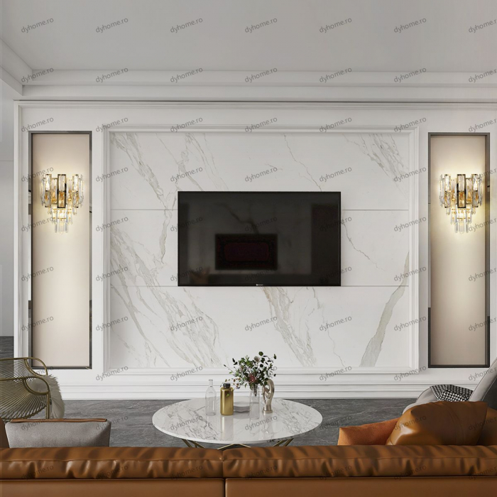 Aplica de perete cristal design auriu, 3*E14 [1]