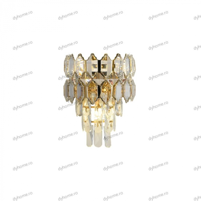 Aplica de perete cristal design auriu, 3*E14 [3]