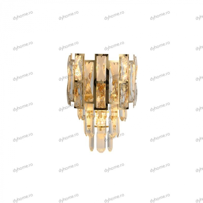 Aplica de perete cristal design auriu, 3*E14 [3]