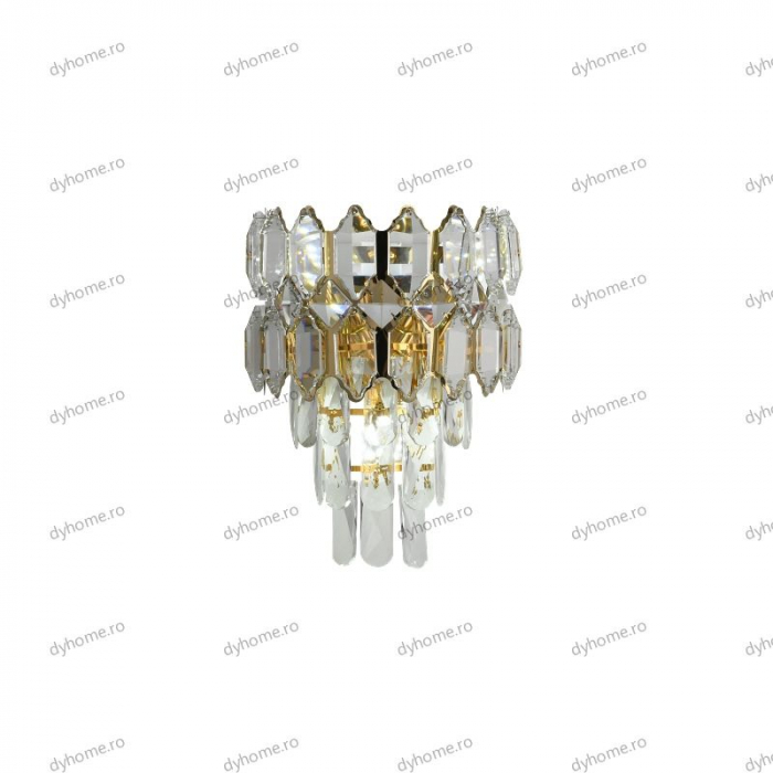 Aplica de perete cristal design auriu, 3*E14 [4]
