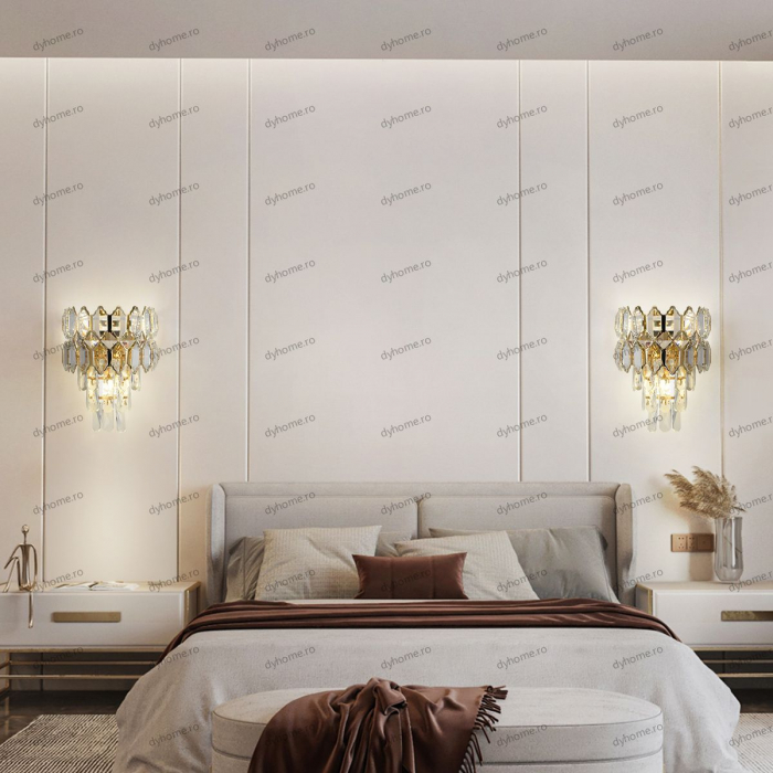 Aplica de perete cristal design auriu, 3*E14 [1]