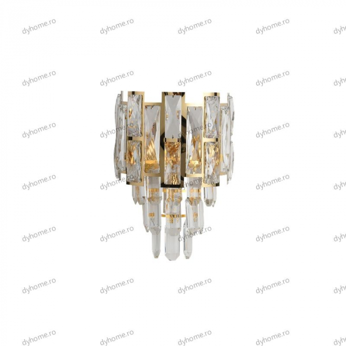 Aplica de perete cristal design auriu, 3*E14 [2]