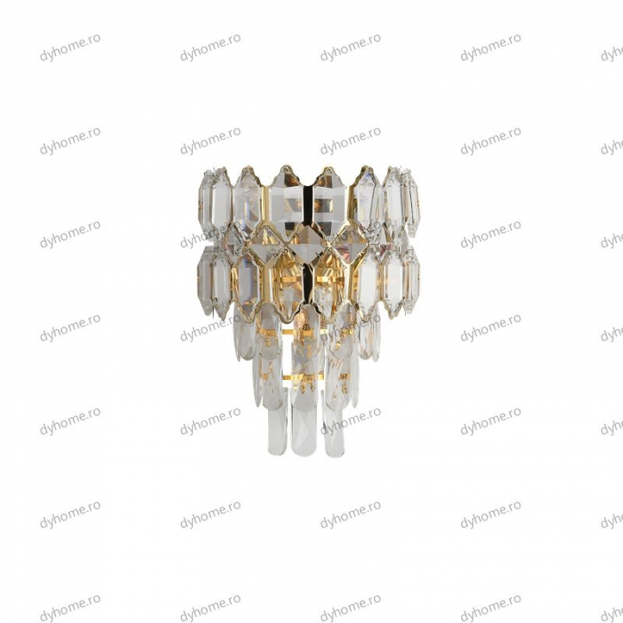 Aplica de perete cristal design auriu, 3*E14 [2]