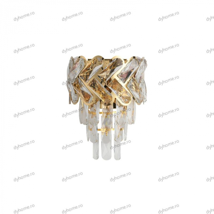 Aplica de perete cristal design auriu, 3*E14 [2]