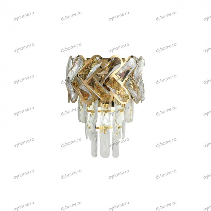 Aplica de perete cristal design auriu, 3*E14 [5]