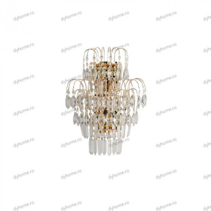 Aplica de perete cristal design auriu, LED+2*E14 [2]