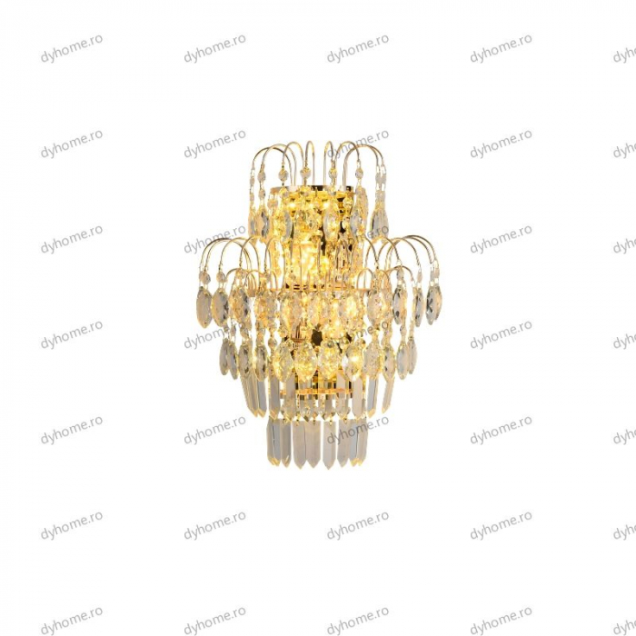 Aplica de perete cristal design auriu, LED+2*E14 [3]