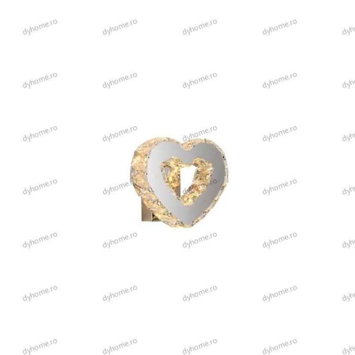 Aplica de perete cristal heart design, 3 tipuri de lumina, 12W [3]