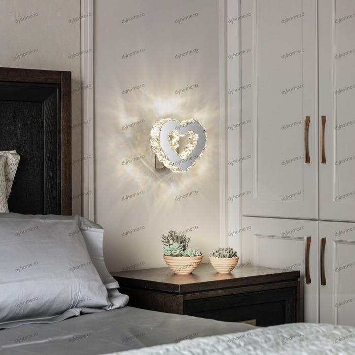 Aplica de perete cristal heart design, 3 tipuri de lumina, 12W [1]