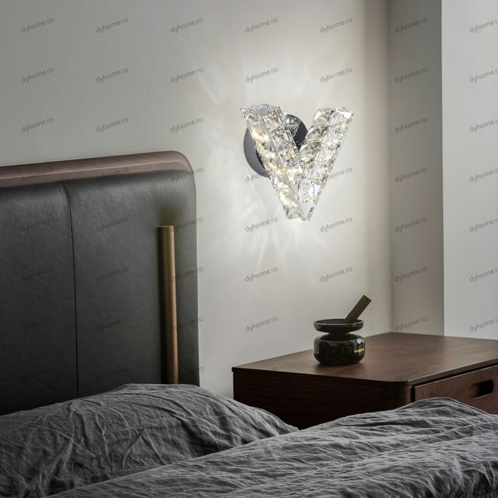Aplica de perete cristal letter V design, 3 tipuri de lumina, 12W [2]