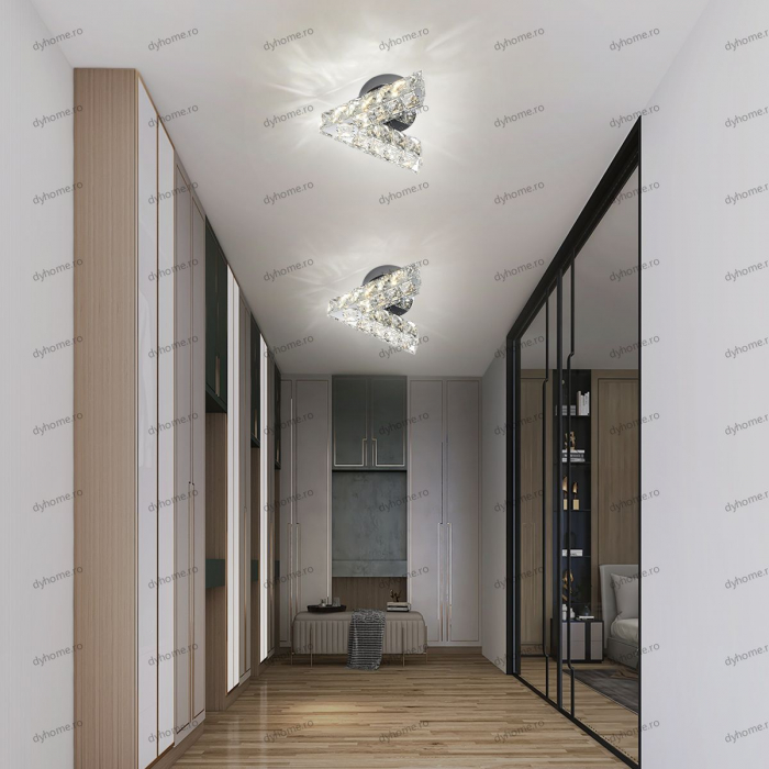 Aplica de perete cristal letter V design, 3 tipuri de lumina, 12W [1]