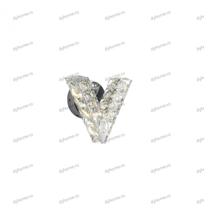 Aplica de perete cristal letter V design, 3 tipuri de lumina, 12W [5]