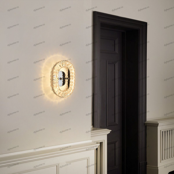 Aplica de perete cristal oval design, 3 tipuri de lumina, 20W [1]