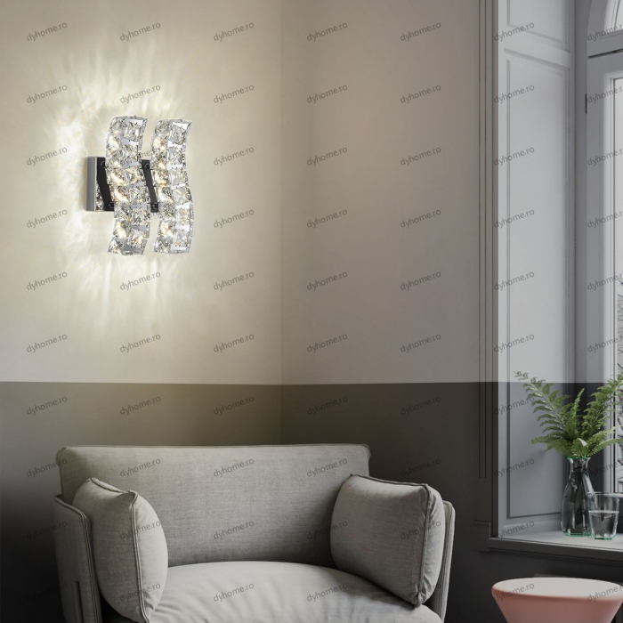 Aplica de perete cristal wave design, 3 tipuri de lumina, 24W [1]