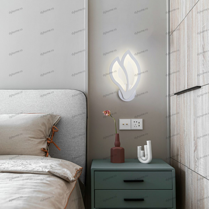 Aplica de perete flama design alb, 3 tipuri de lumina, 24 W [1]
