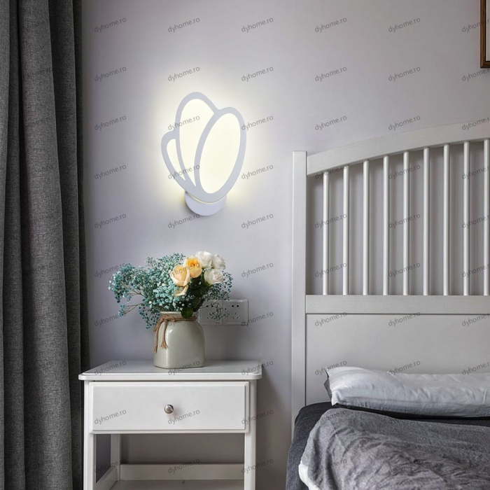 Aplica de perete floare design alb, 3 tipuri de lumina, 26 W [1]