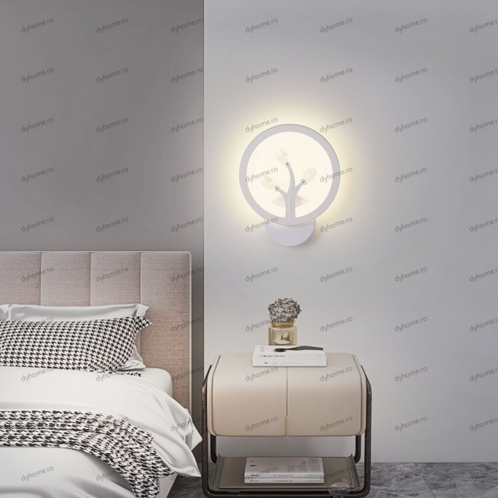 Aplica de perete LED circular design alb, tipuri de lumina, 22W [1]